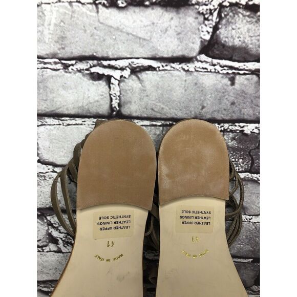 Sundance Olive Leather Open Strap Back Zip Flats Sandals Women Sz 41EU/10.5M US - Picture 13 of 16